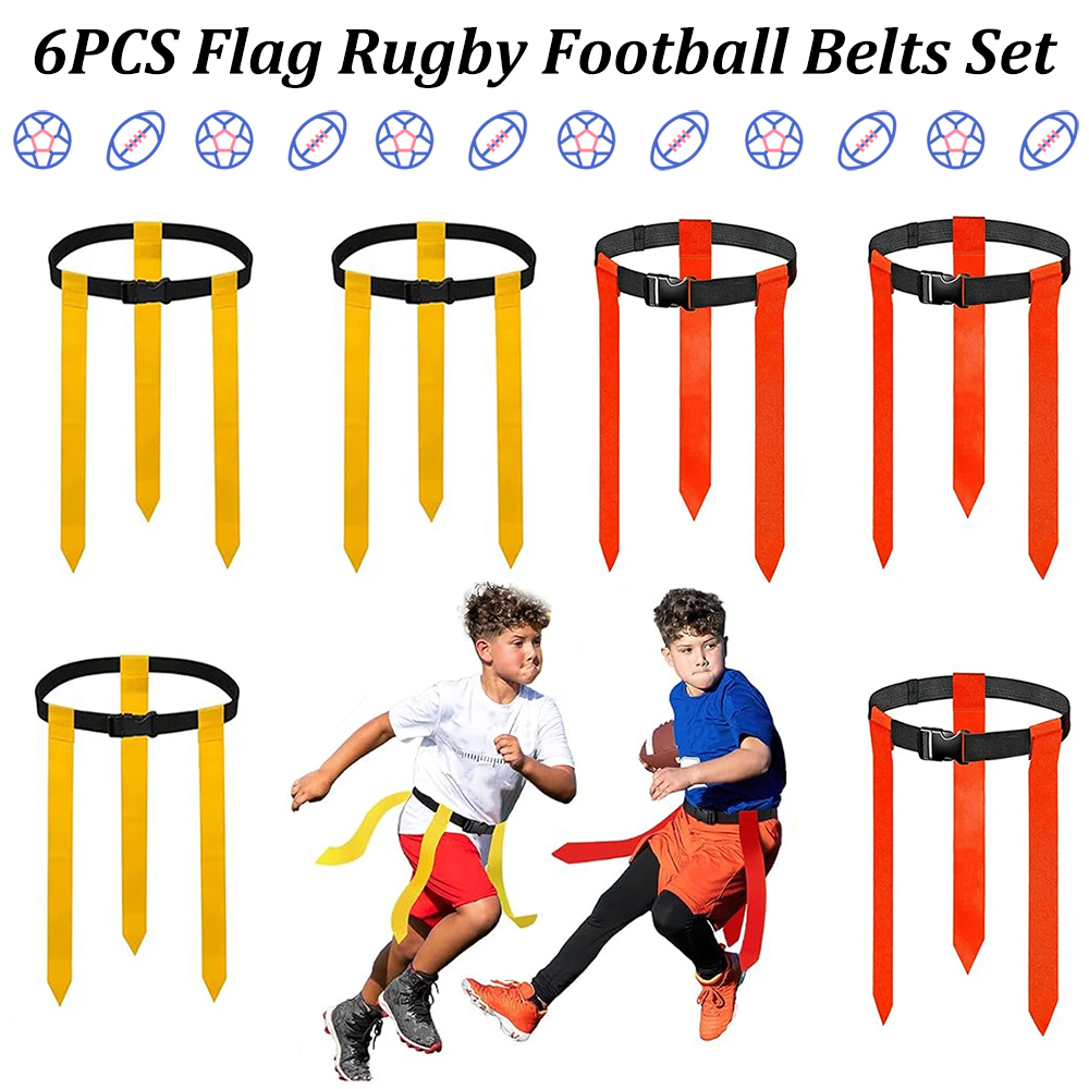 Sports Equipment Football - 6-teiliges Flag-Football-Gürtel-Set, verstellbarer Rugby-Flag-Gürtel, Outdoor-Trainings- und