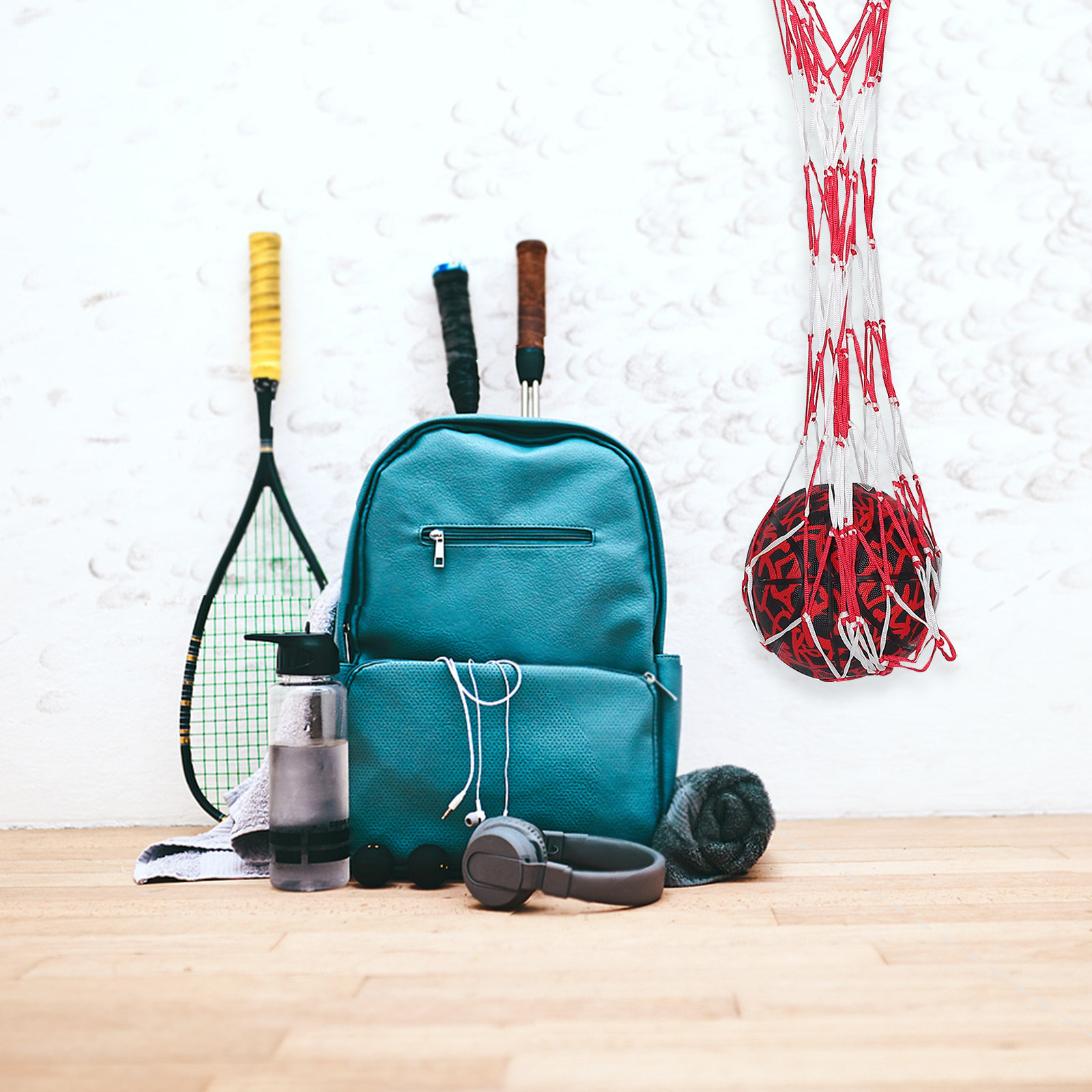 Sports Equipment Football - Netz-Ball-Aufbewahrungstasche mit Tragegurt, tragbar, für Basketball,